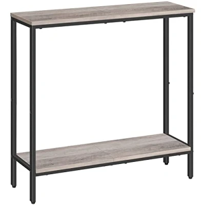 Imagen de HOOBRO Mesa de Entrada Estrecha, Consola Entrada, Pequeña Exposición, para Sofá, Auxiliar, Adecuada Salón, Pasillo, Estilo Industrial, Greige EBG22XG01