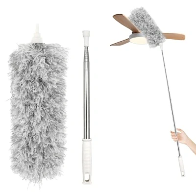 Imagen de NVIYAM Plumero de Limpieza Microfiber Duster 230cm Atrapapolvo Extensible Palmera Lavable Microfibra Telescopico Radiadores
