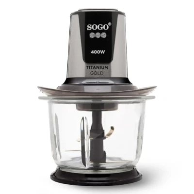 Imagen de Sogo Picadora de Alimentos, Tritura con Precisión Carnes, Verduras y Más en un Instante. Potencia 400W, Taza Vidrio 1.5L (SS 5260)