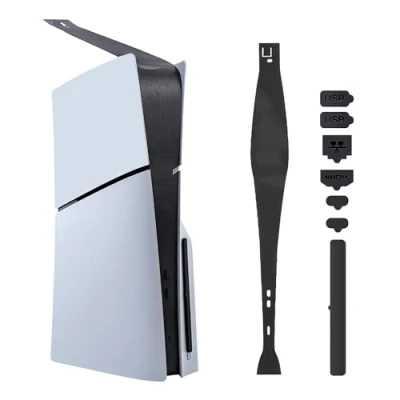 Imagen de Mcbazel PS5 Slim Red Antipolvo, Tapones Malla Antipolvo para Puertos, Cubierta Kit de Protección Contra el Polvo