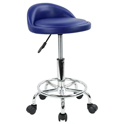 Imagen de KKTONER Taburete Giratorio con Respaldo Corto Altura Regulable reposapiés Azul