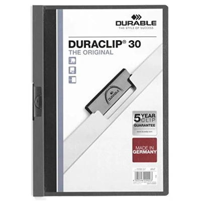 Imagen de Durable 220057 Carpeta Duraclip dossier pinza lateral (para 1 30 hojas A4), 25 piezas, antracita/gris