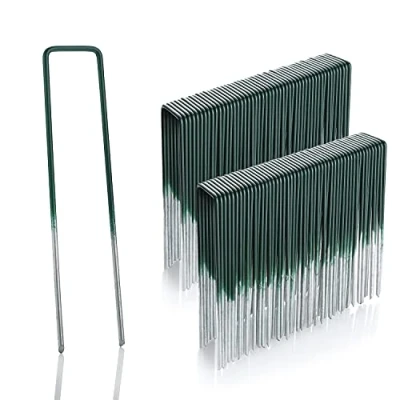 Imagen de GardenMate 100 Grapas de sujeción para césped Artificial Alambre Acero galvanizado al Fuego 150 mm Largo, 25 Ancho, 2,9 Grosor Color Verde y Cabeza Plana