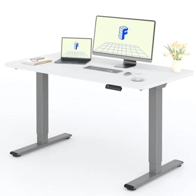 Imagen de FLEXISPOT Escritorio Elevable Eléctrico 140X80cm con Tablero Entero 2 Motor, Standing Desk, Mesa de 4 Opciones Memoria Inteligente para Oficina y Hogar Blanco