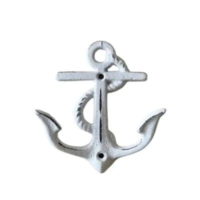 Imagen de perchero Gancho/Anker Blanco de hierro fundido 13 x 5 cm ancla doble ganchos
