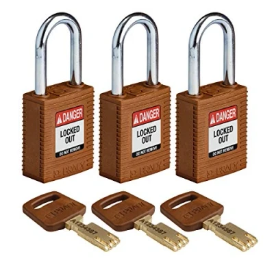 Imagen de SafeKey Candado de nailon y acero, 38 mm x 84 19 mm, marrón, paquete 3