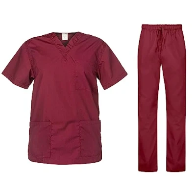 Imagen de B well CESARE Uniformes Sanitarios Mujer Casacas Sanitarias Pijama Sanitario Uniforme Enfermera Conjunto Casaca y Pantalón Granate 3XL