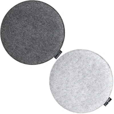 Imagen de DuneDesign 2 Cojines de Fieltro para Sillas Ø 35cm Redondo 30mm Colores Gris