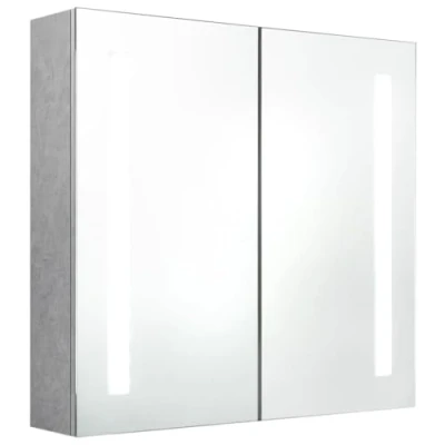 Imagen de vidaXL Armario de Baño con Espejo LED Aseo Inodoro Muebles Mobiliario Tocador Botiquín Almacenamiento Estante Decoración Gris Hormigón 62x14x60 cm
