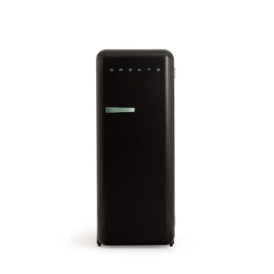 Imagen de CREATE / RETRO FRIDGE 150 SAGE/Frigorífico negro maneta verde sage con congelador 281L 102W, bajo consumo, diseño vintage, 150cm, 3 estantes, regulador temperatura, botellero, 60x60x150cm