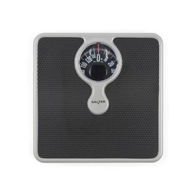 Imagen de Salter 484 SBFEU16 Báscula mecánica de baño con Lente Aumento, Capacidad máx. 133, diseño monocromático Compacto y Elegante, fácil Leer, sin Pilas, Peso en kg, st LB, Plata/Negro