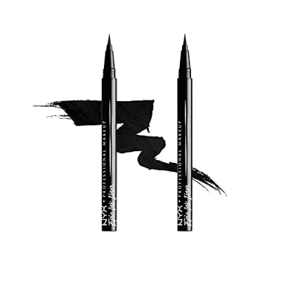 Imagen de NYX Professional Makeup Delineador de ojos Epic Ink Liner, Punta pincel, Resistente al agua, Fórmula vegana, Pack doble, Negro
