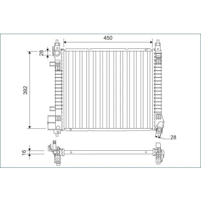 Imagen de VALEO 701169 Radiador, refrigeración del motor Aluminio 450 392 16 sin regulador de refrigerante Aletas soldadas