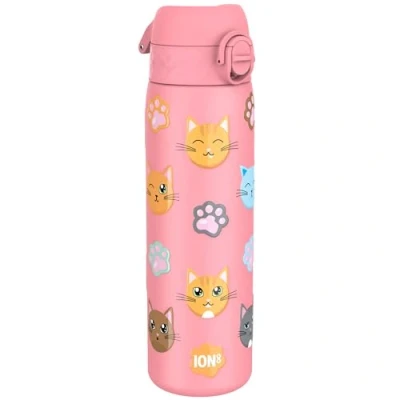 Imagen de ION8 Botella Agua Acero Inoxidable Termica, 500ml, a Prueba de Fugas, Fácil Abrir, Cerradura Segura, Aptas para Lavavajillas, Adapta Portavasos, Asa Transporte, Diseño Gatos