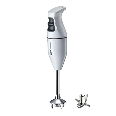 Imagen de bamix Set de batidora mano eléctrica EO140 CLASSIC con multicuchilla acero inoxidable, 140 vatios, Regulable 2 velocidades, Made in Switzerland, Blanco/negro