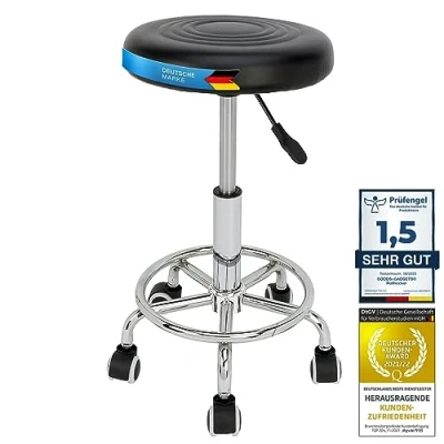 Imagen de GOODS+GADGETS Ergonomía Taburete de Trabajo Enrollable Giratorio Bar práctica Regulable en Altura (Negro)