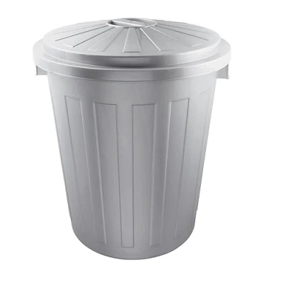 Imagen de keeeper Cubo de Basura/Papelera polivalente con Tapa cerrable, Muy Grande, Plástico Resistente (PP), 50 l, Mats, Plateado, Gris