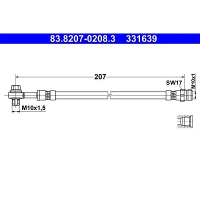 Imagen de ATE 83.8207 0208.3 Latiguillos de Freno 207mm M10x1mm