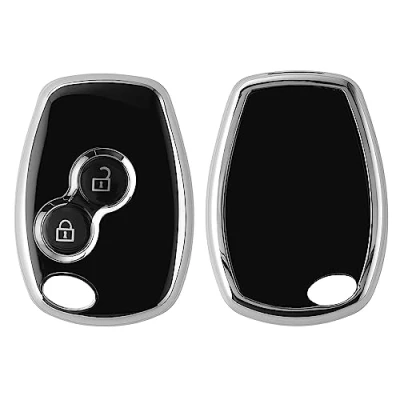 Imagen de kwmobile Carcasa para Mando Compatible con Renault Dacia Llave de Coche 2 Botones Funda Llaves TPU Negro/Plata