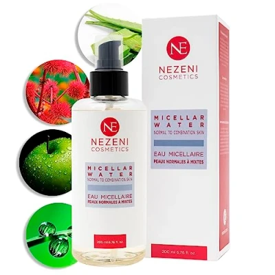 Imagen de Nezeni Agua Micelar Para Piel Normal, Grasa y Mixta Limpiadora Desmaquillante 200 ml 5 Principios Activos Vegano BAJO EN CONSERVANTES
