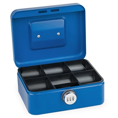 Imagen de Caja fuerte Sax con cerradura de combinación, extra fuerte, 20 x 16 9cm, Mediana, Azul (0 822 14)