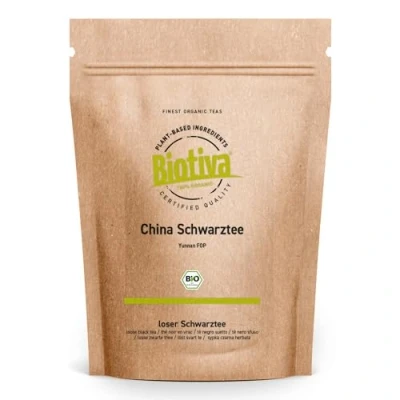 Imagen de Biotiva té negro Yunnan FOP China orgánico 100g sin aditivos controlado y embotellado en Alemania