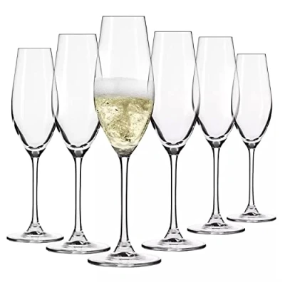 Imagen de Krosno Copas de champán y vino espumoso Juego 6 piezas 210 ml Vidrio perfectamente transparente sin plomo Ideal para el hogar, restaurante las recepciones