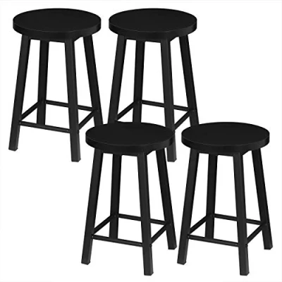 Imagen de WOLTU 4X Sillas Comedor Estilo Vintage Juego de 4 Silla Cocina Madera y Metal Taburete Bar Bajo Industrial Retro para Salon Habitacion Negro BH297sz
