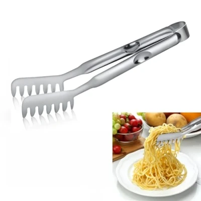 Imagen de pinzas para espaguetis, 24 cm, pasta con mango de púas, acero inoxidable, cocina