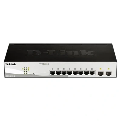 Imagen de D Link DGS 1210 10P Switch PoE 8 Puertos Gigabit y 2 SFP (8 x máx. 30W por Puerto hasta un Total 65W máx.), Altura 1U, VLAN automática para Video vigilancia telefonía IP