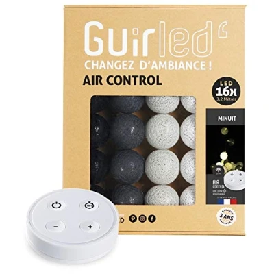 Imagen de GuirLED Guirnalda luminosa bolas de algodón LED USB Mando a distancia inalámbrico Luz nocturna bebé 2h Adaptador red doble 2A incluido 4 intensidades 16 1,6 m Medianoche