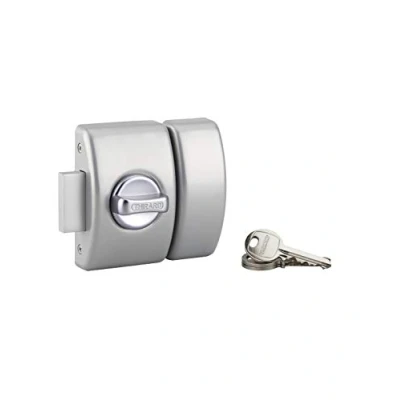 Imagen de THIRARD Cerradura con botón Design 5 para puerta de entrada, cilindro 40 mm, acero, 3 llaves, plata