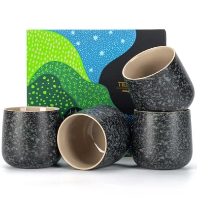 Imagen de TEANAGOO Taza de Té Cerámica Japonesa, 7.2Oz / 205 ml, Gris Carbón, H17, 4 Piezas/caja, Tazas Japón Ocupado, Chinas, Asiáticas, Asiáticas