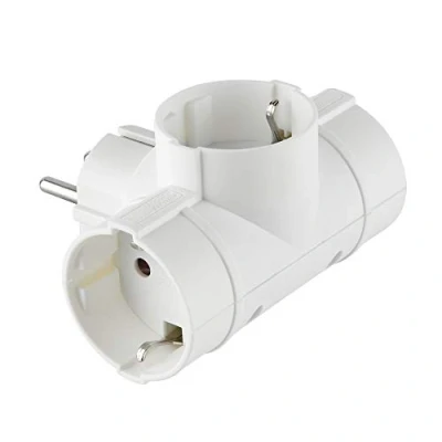 Imagen de Electraline 55040 Adaptador de 3 Tomas, alemán, regleta enchufes Schuko, Color Blanco