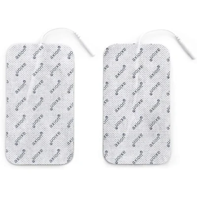 Imagen de Set de 2 electrodos extra grandes axion para su aparato TENS EMS electroestimulador Parches adhesivos 12x7 cm conexión clavija mm reutilizables