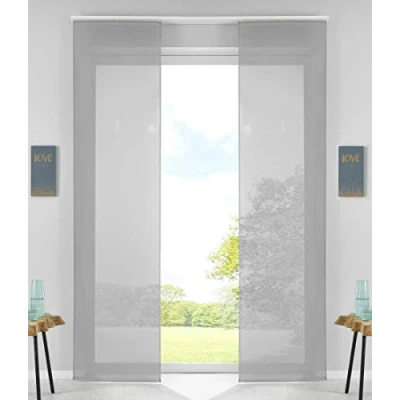 Imagen de Juego de 2 paneles cortinas corredizas, 245 x 60 cm alto ancho, color gris, completo con barra peso para paneles, 85589N2
