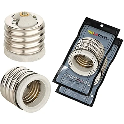 Imagen de ISOLATECH 2pcs E40 a E27 zócalo adaptador para casquillo de la lámpara LED convertidor lámparas bajo consumo (máx. 250V/2A) bombillas cocina baño base cerámica resistente al calor