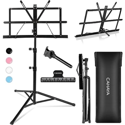 Imagen de CAHAYA 2 EN 1 Soporte para Partituras Plegable &amp; Atril de Escritorio Libros Portátil con Altura Ajustable 70 138cm Incluye Clip Modelo CY0204