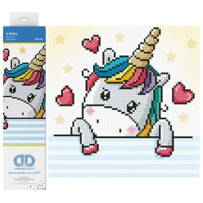 Imagen de Diamond DOTZ Painting de Fantasía Cuadro Diamantes 5D Unicornio Bebé. Kit Completo Pintura con 26.00 x 23.03 cm