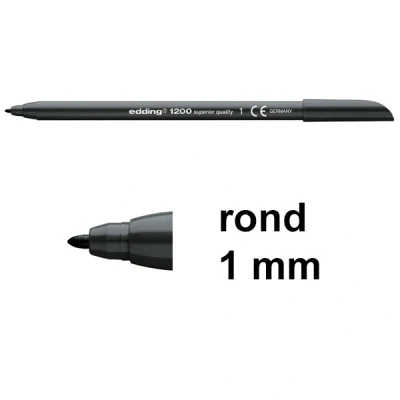 Imagen de Edding Rotuladores para colorear (punta fina, 1200, 1 mm, 5 unidades), color negro