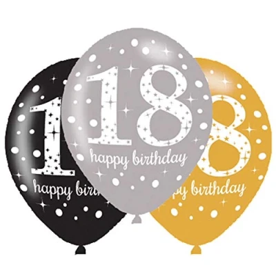 Imagen de Adult Gold 18th Celebration Latex Balloons