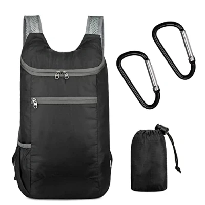Imagen de 1pcs Mochila Plegable Ultraligera Impermeable, Bolsa de Viaje con 2pcs Mosquetón para Senderismo al Aire Libre Camping Viajes Escalada en Roca y Deportes Acuáticos Hombres Mujeres