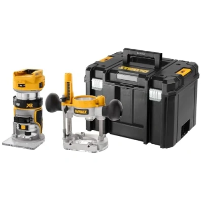 Imagen de DEWALT DCW604NT Fresadora de combinacion inhalambrica,(molino superior y borde), con 2 guías corte al hilo, dispositivos succión, accesorios, herramienta montaje, Tstak Box VI