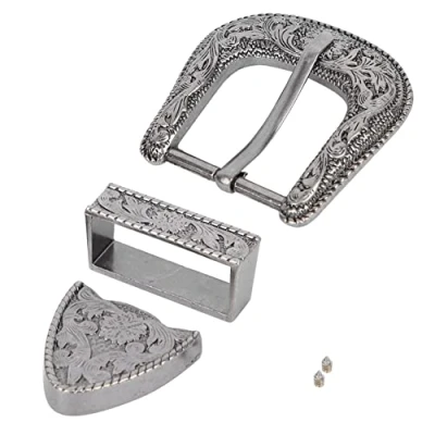 Imagen de Pssopp Hebilla de cinturón diseño vintage occidental Conjunto vaquero simple para hombre hecha a mano(40mm)
