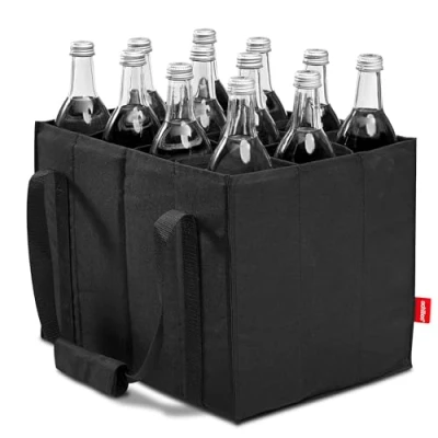 Imagen de achilles Bolsa para 12 Botellas de 1,5 litros, Transporte con separadores Botellas, la Compra Compartimentos, 36 cm x 27 Negro