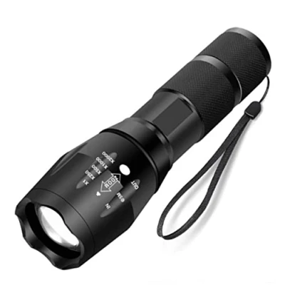 Imagen de linterna con zoom LED T6 XML, de mano táctica súper brillante 2000 lúmenes, enfoque ajustable, mini pequeña impermeable, función seguridad estroboscópica SOS (linterna única)