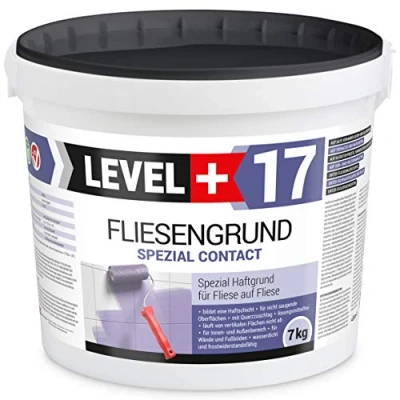 Imagen de Level Plus 17 Baldosas de 7 kg imprimación especial para azulejos, base cuarzo, color azul, interior y exterior, resistente a las heladas al agua