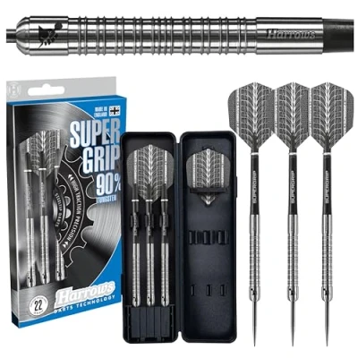 Imagen de Harrows Dardos «Super Grip» de tungsteno, Unisex, DATS22, Plata, 22 g