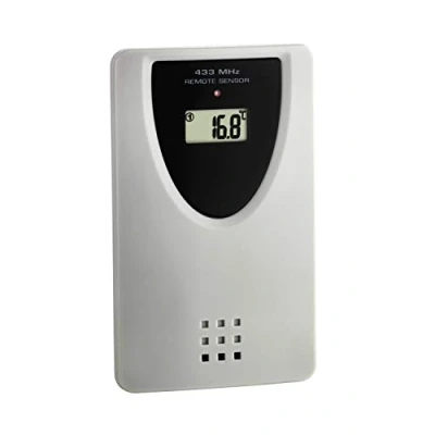 Imagen de TFA Dostmann Transmisor de temperatura 30.3210.10, emisor repuesto para estaciones radio 30.3047 30.3048 60.4510 60.4518, con pantalla, gris
