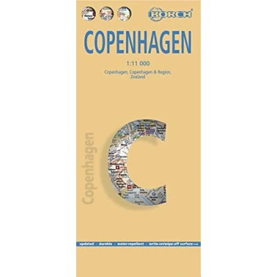 Imagen de Copenhague, plano callejero plastificado. Escala 1:11.000. Borch.: Copenhagen, Copenhagen &amp; Region, Zealand. Public Transportation (Borch Map)